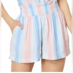 Southern Tide Emmie Stripe Boat Blue Elastic Paper bag waist Pastels linen M